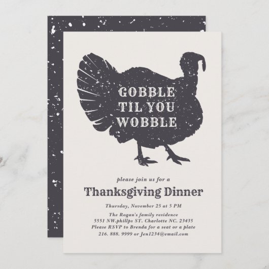 Creëer A Custom Slogan Turkey Thanksgiving Kaart (Voorkant / Achterkant)