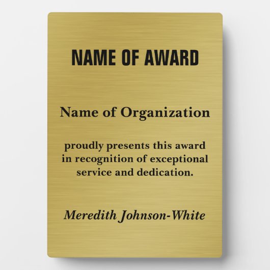 Creëer a Custom Volunteer Recognition Award (Gold) Fotoplaat (voorkant)