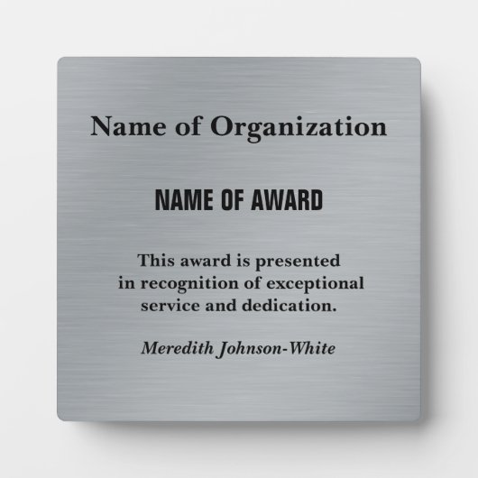 Creëer a Custom Volunteer Service Award (Silver) Fotoplaat (Voorkant)