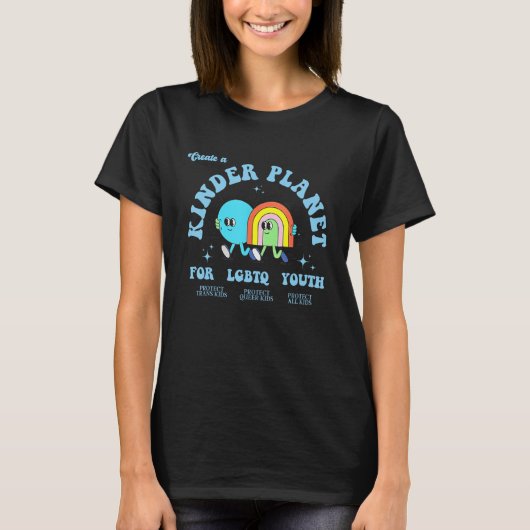 Creëer A Kinder Planet LGBTQ Ally Bescherm Trans K T-shirt (Voorkant)