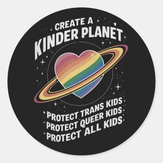 Creëer A Kinder Planet voor LGBTQ Jeugd Ronde Sticker (Voorkant)