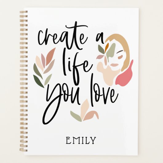 Creëer A Life You Love Motivatie Quote White Planner (Voorkant)
