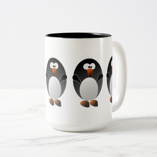 Creëer a Linux Penguin Tweekleurige Koffiemok (Voorkant rechts)