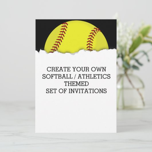 Creëer a Softball Game Geërigeerde Uitnodiging (Staand voorkant)