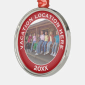 Creëer A Vacation Souvenir met Foto en Tekst Metalen Ornament (Links)