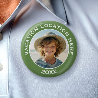 Creëer A Vacation Souvenir met Foto en Tekst Ronde Button 5,7 Cm