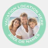 Creëer A Vacation Souvenir met Foto en Tekst Ronde Sticker (Voorkant)