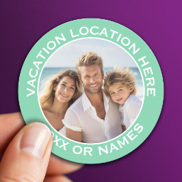 Creëer A Vacation Souvenir met Foto en Tekst Ronde Sticker