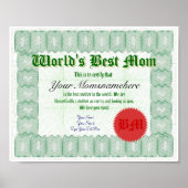 Creëer a World's Best Mam Certificate Poster (Voorkant)