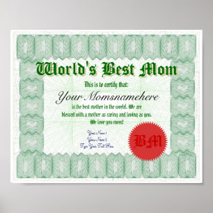 Creëer a World's Best Mam Certificate Poster