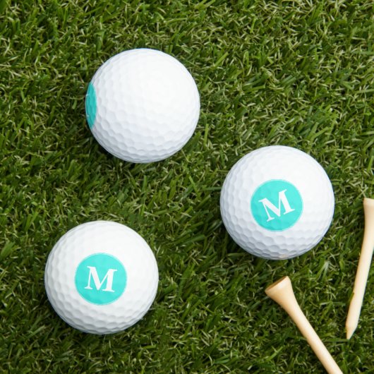 Creëer Aangepaste, Blauwgroen witte monogrammen Golfballen (Insitu Gras)