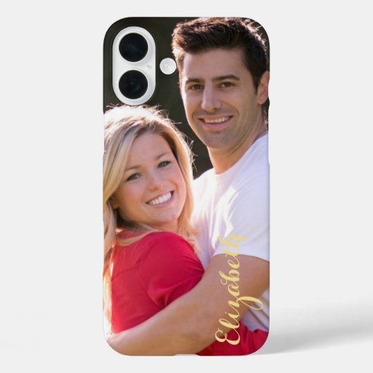 Creëer Aangepaste foto Gold-tekst stijlvol, slank Case-Mate iPhone Case (Achterkant)