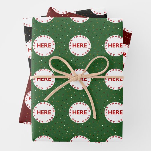 Creëer Aangepaste foto | Logo Modern Green Red Bla Inpakpapier Vel (In situ)