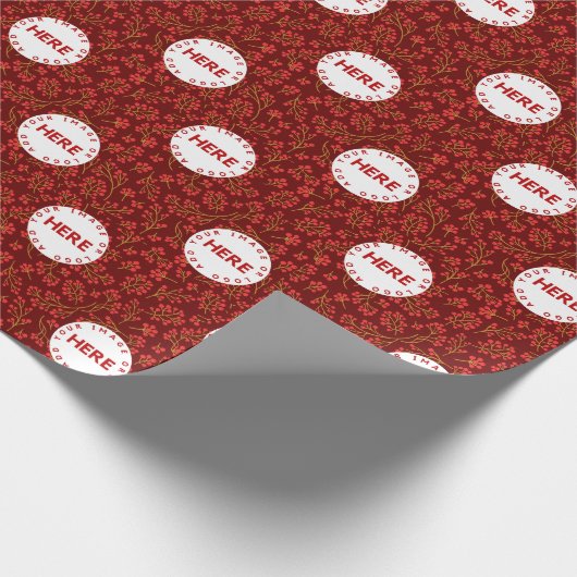 Creëer Aangepaste foto | Logo moderne kerstmis Cadeaupapier (Hoek)