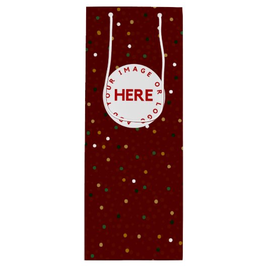 Creëer Aangepaste foto of Logo Moderne Rode Kerstm Wijn Cadeautas (Voorkant)