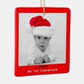 Creëer Aangepaste fotoversiering | Baby 1e Kerstda Keramisch Ornament (Rechts)