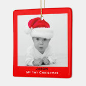 Creëer Aangepaste fotoversiering | Baby 1e Kerstda Keramisch Ornament (Links)