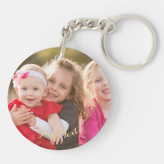 Creëer Aangepaste gepersonaliseerde foto Sleutelha Sleutelhanger (Achterkant)