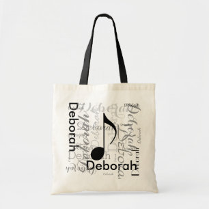 creëer aangepaste naam met muzieknoot tote bag