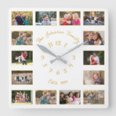 Creëer Aangepaste witte Faux Gold-serie Foto Colla Vierkante Klok (Voorkant)