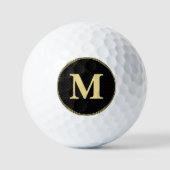 Creëer Aangepaste, zwarte gouden monogrammen Golfballen (Voorkant)