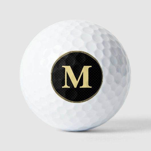 Creëer Aangepaste, zwarte gouden monogrammen Golfballen (Voorkant)