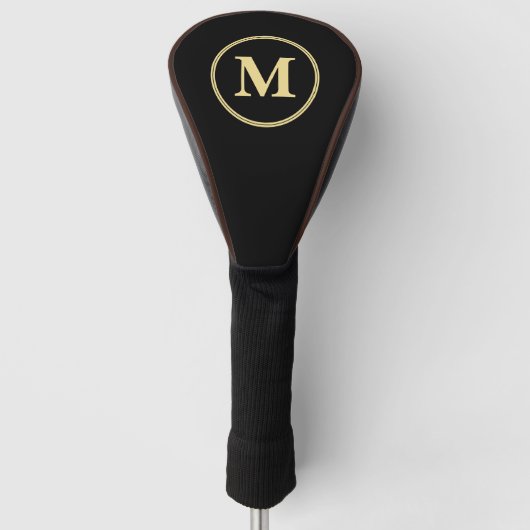 Creëer Aangepaste, zwarte gouden monogrammen Golfheadcover (Voorkant)