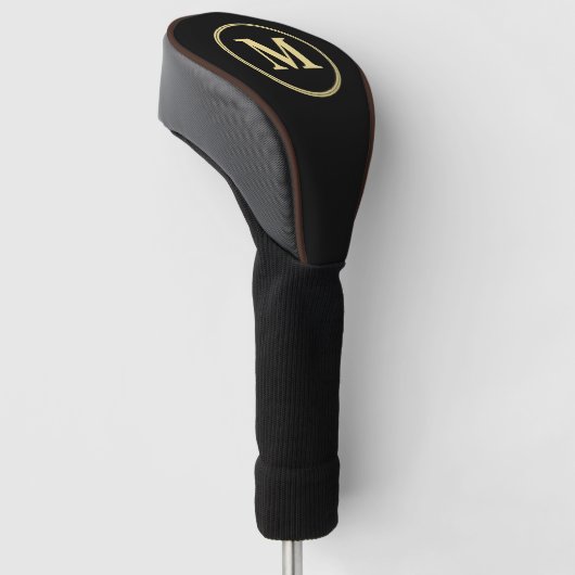 Creëer Aangepaste, zwarte gouden monogrammen Golfheadcover (Schuin)
