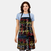 creëer all-over kleurnamen op zwarte typografie schort (Gedragen)