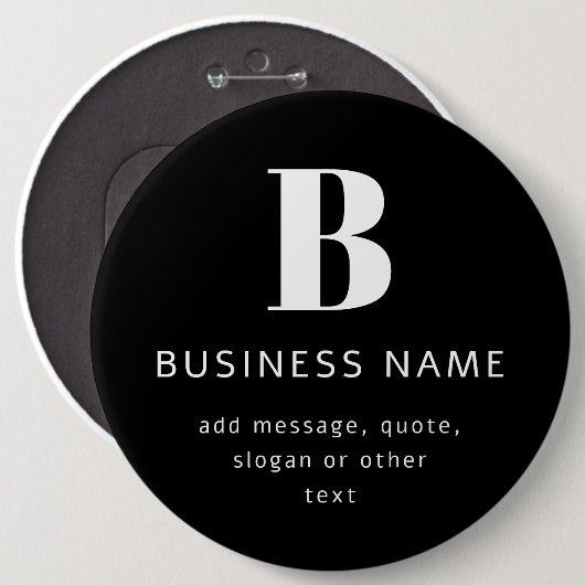 Creëer Bedrijfsnaam, Monogram & Aanvullende Tekst Ronde Button 6,0 Cm (Voorkant /achterkant)
