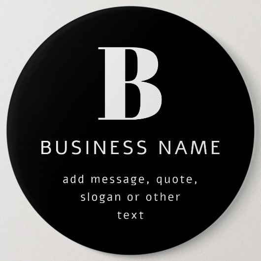 Creëer Bedrijfsnaam, Monogram & Aanvullende Tekst Ronde Button 6,0 Cm (Voorkant)