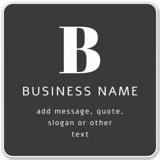 Creëer Bedrijfsnaam, Monogram & Aanvullende Tekst Sticker (Voorkant)