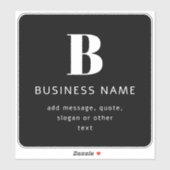 Creëer Bedrijfsnaam, Monogram & Aanvullende Tekst Sticker (Vel)