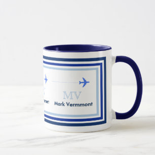 creëer blauw monogram voor luchtpiloten mok