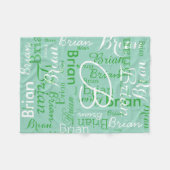Creëer Boy Name Typografie Blauwgroen Fleece Deken (Voorkant (Horizontaal))