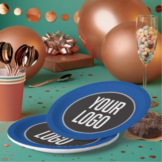 Creëer Business Logo Cocktail Blue Papieren Bordje (Multi)