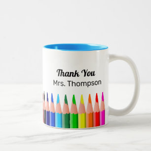 Creëer Color Pencils Leraar Dank u Tweekleurige Koffiemok
