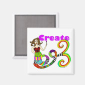 Creëer Colorful Mermaid Muse Square Magneet (Voorkant / Achterkant)