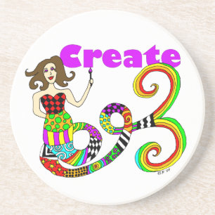 Creëer Colorful Mermaid Muse Zandsteen Onderzetter