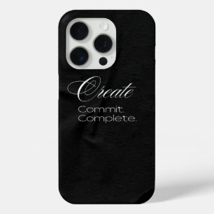 'Creëer. Commit. Voltooi.' Minimalistische typogra iPhone 15 Pro Case