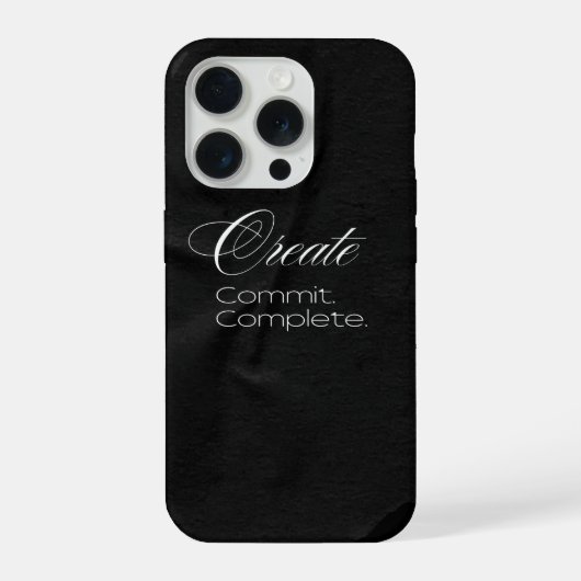 'Creëer. Commit. Voltooi.' Minimalistische typogra iPhone Hoesje (Achterkant)