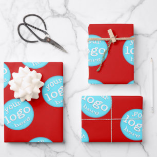 Creëer Custom Business Company Logo Christmas Red Inpakpapier Vel
