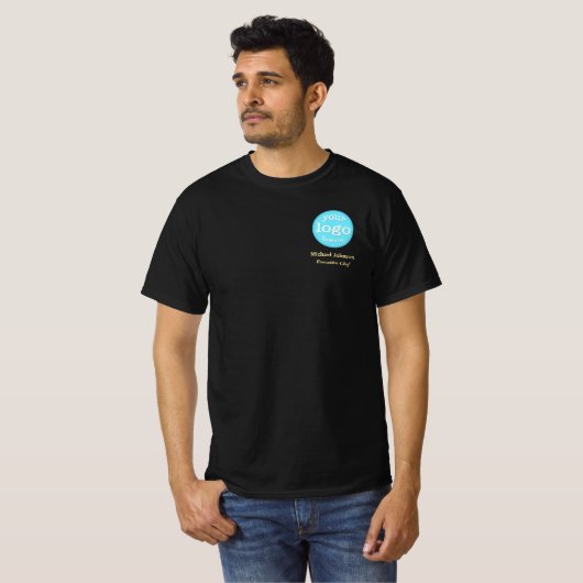 Creëer Custom Business Logo Personeel Medewerker U T-shirt (Voorkant volledig)
