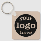 Creëer Custom Business Logo QR Code Coffee Brown Sleutelhanger (Voorkant)