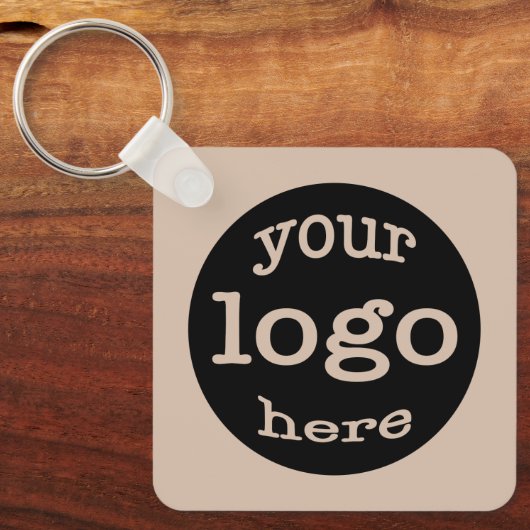 Creëer Custom Business Logo QR Code Coffee Brown Sleutelhanger (Voorkant)