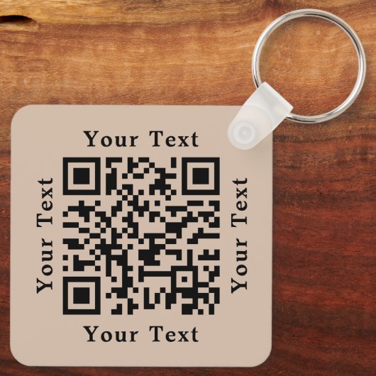 Creëer Custom Business Logo QR Code Coffee Brown Sleutelhanger (Achterkant)