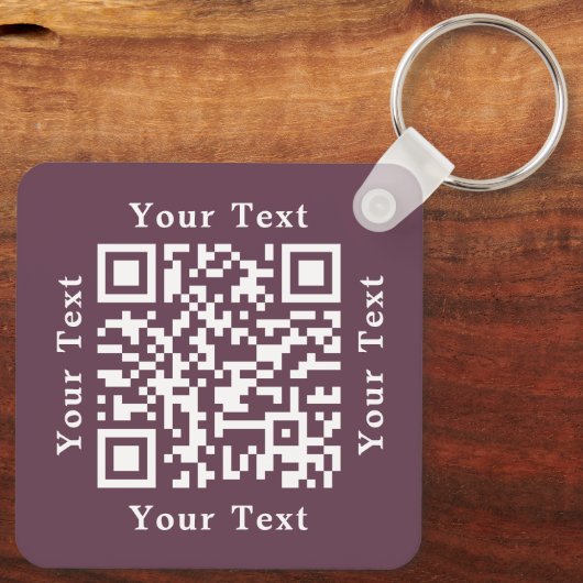 Creëer Custom Business Logo QR Code Donker Roos Ro Sleutelhanger (Achterkant)