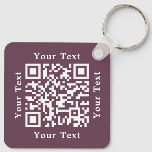Creëer Custom Business Logo QR Code Donker Roos Ro Sleutelhanger (Achterkant)