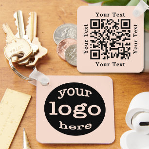 Creëer Custom Business Logo QR Code Roos Gold Sleutelhanger