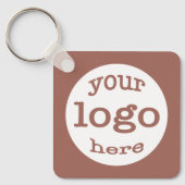 Creëer Custom Business Logo QR Code Rust Brown Sleutelhanger (Voorkant)